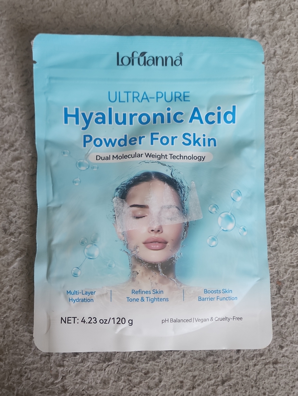Ultra-Pure Hyaluronic Acid Powder for Skin - Light Blue